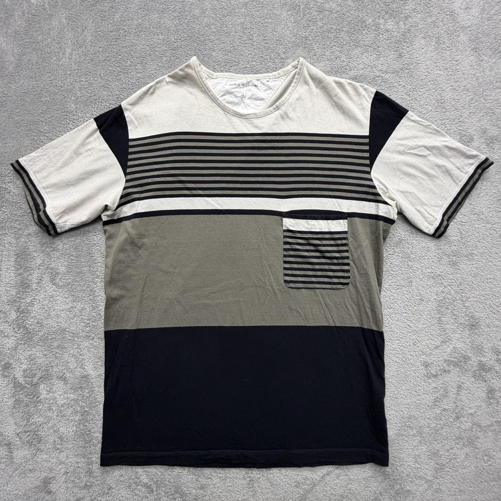 UNIQLO AND LEMAIRE Shirt Mens L Multicolor‎ Striped Pocket Crewneck Cotton Tee